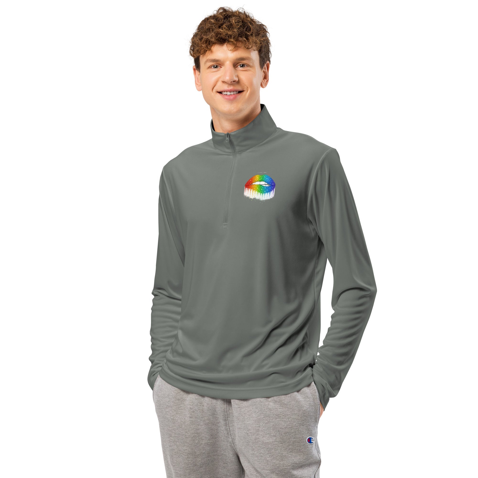 Lightweight quarter - zip pullover - LGBT LIPS - MPRINT