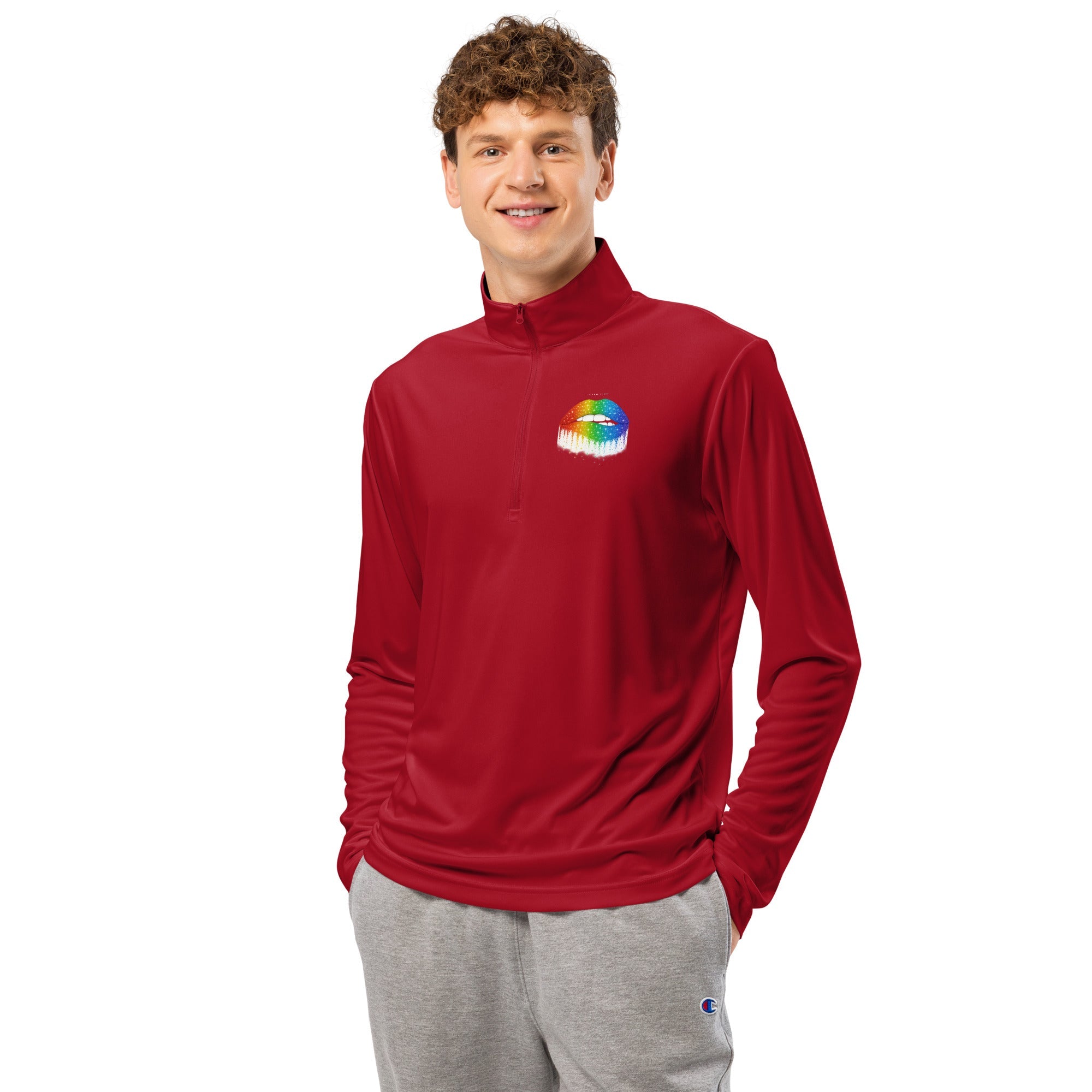Lightweight quarter - zip pullover - LGBT LIPS - MPRINT