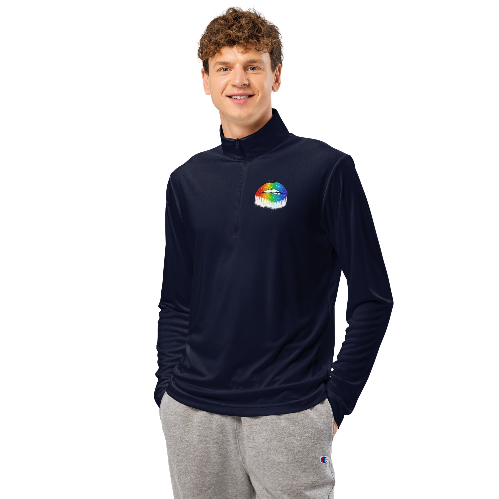 Lightweight quarter - zip pullover - LGBT LIPS - MPRINT